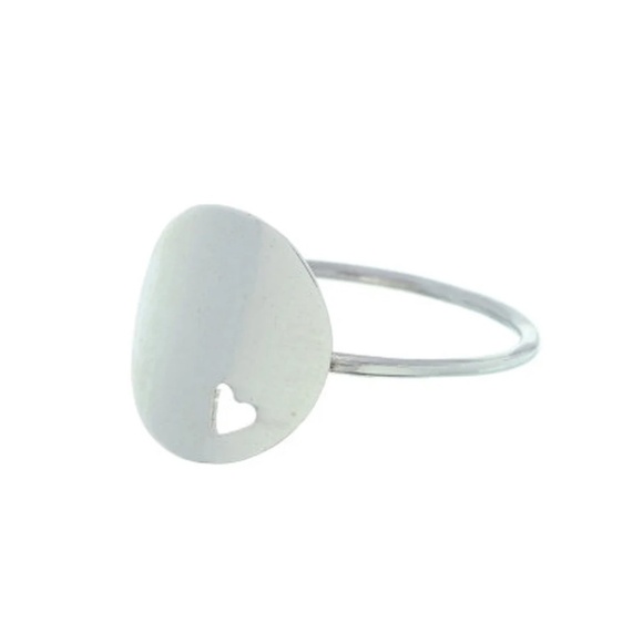 Sterling Silver Heart Cut-Out Disc Ring โ Minimalist Size 8 - Picture 2 of 2